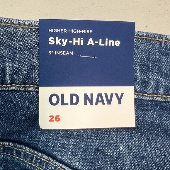 Old Navy Stylish Blue Denim Sky-Hi A-Line Women's Shorts 3” inseam Size 26 - Picture 6 of 10